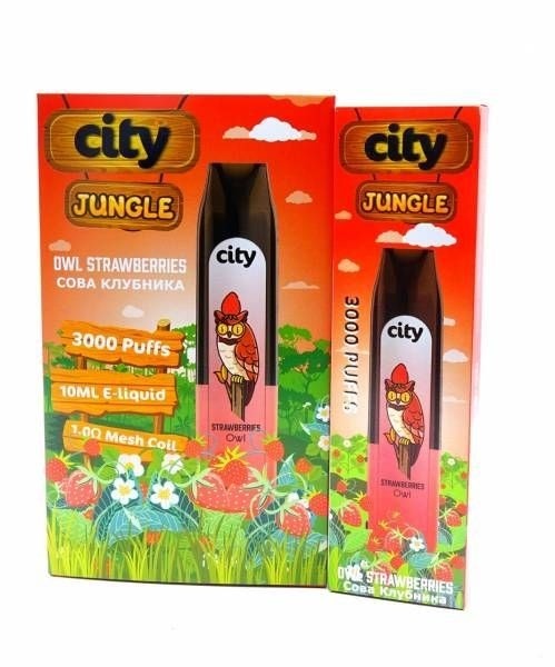 Одноразовая электронная сигарета CIty Jungle - Сова (Клубника)